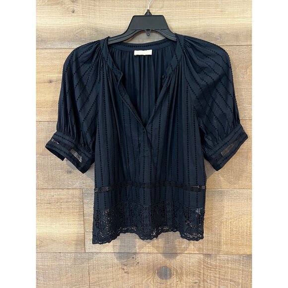 ULLA JOHNSON Faye Puff-Sleeve Cotton Eyelet Blouse shirt size 6 - Picture 3 of 10